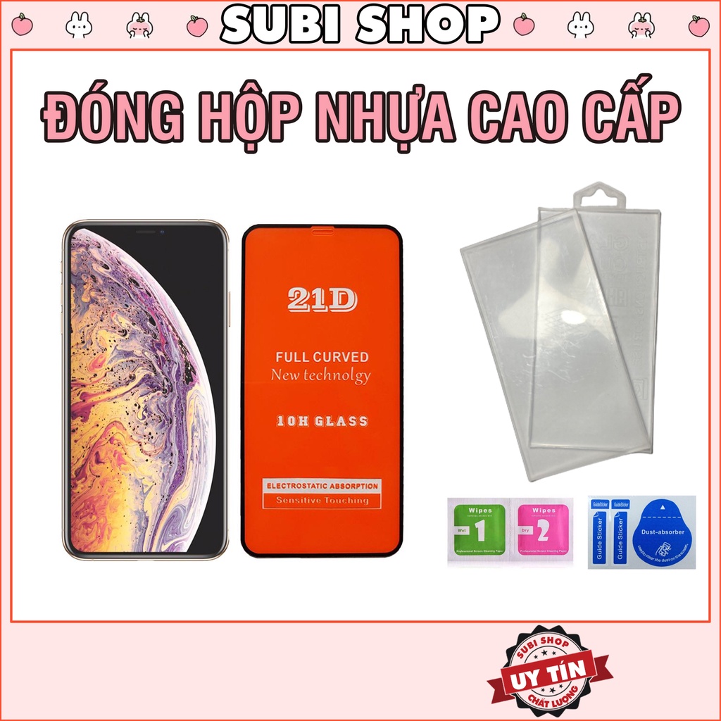 [ĐÓNG HỘP NHỰA] Kính cường lực iphone 21D Full màn 6/6plus/6s/7/7plus/8/8plus/x/xr/xs/11/12/13/14/pro/max/plus/promax