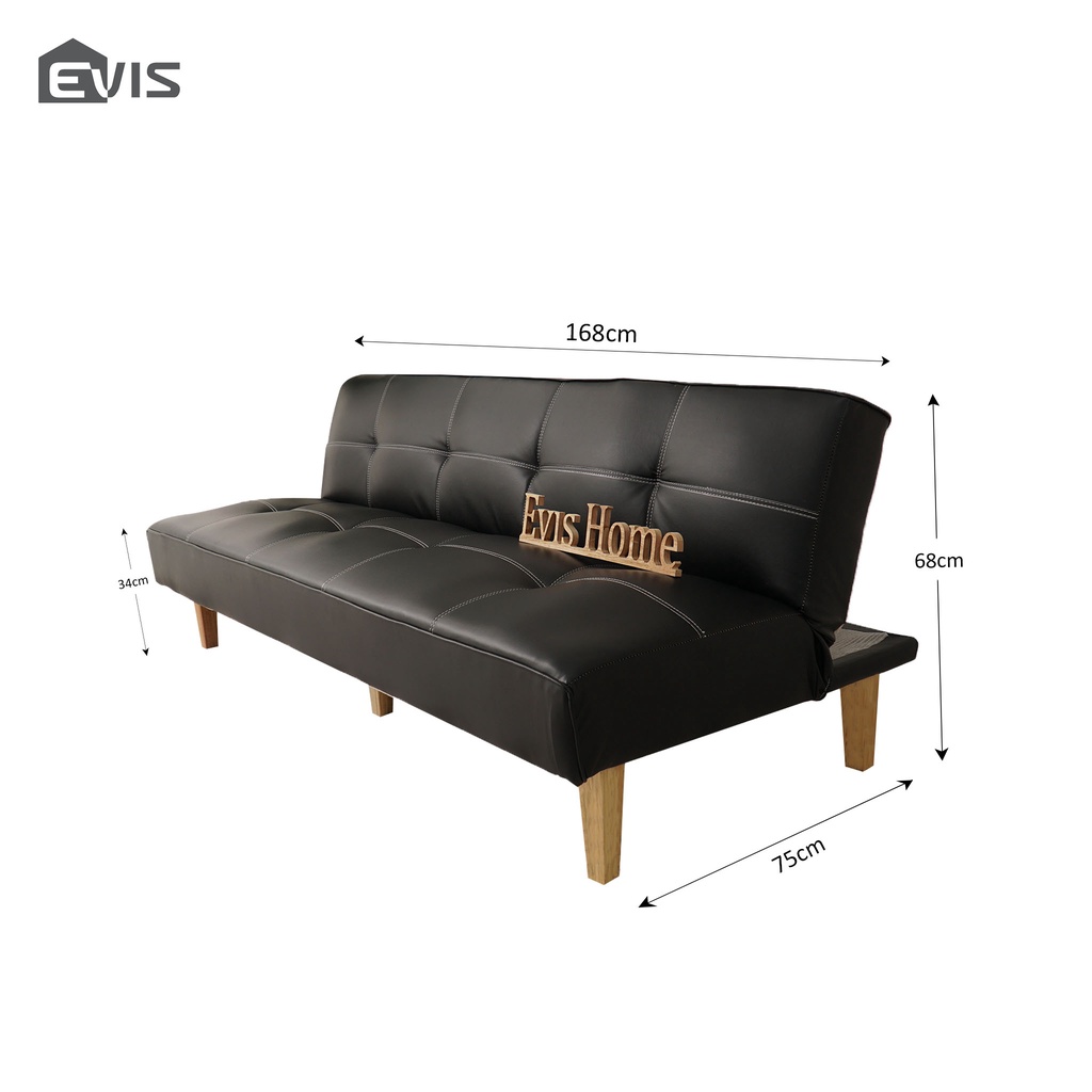 Ghế Sofa Evis Home - Chất Liệu Da Trơn Láng Có Hoạ Tiết Chần Chỉ - Kết Hợp Giường Ngủ Hiện Đại - Màu Đen