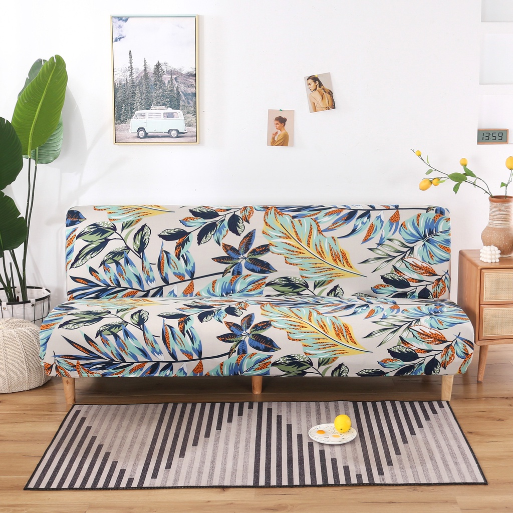 Vỏ Bọc Ghế Sofa Không Tay Vịn Co Giãn Thoáng Khí In Họa Tiết Độc Đáo