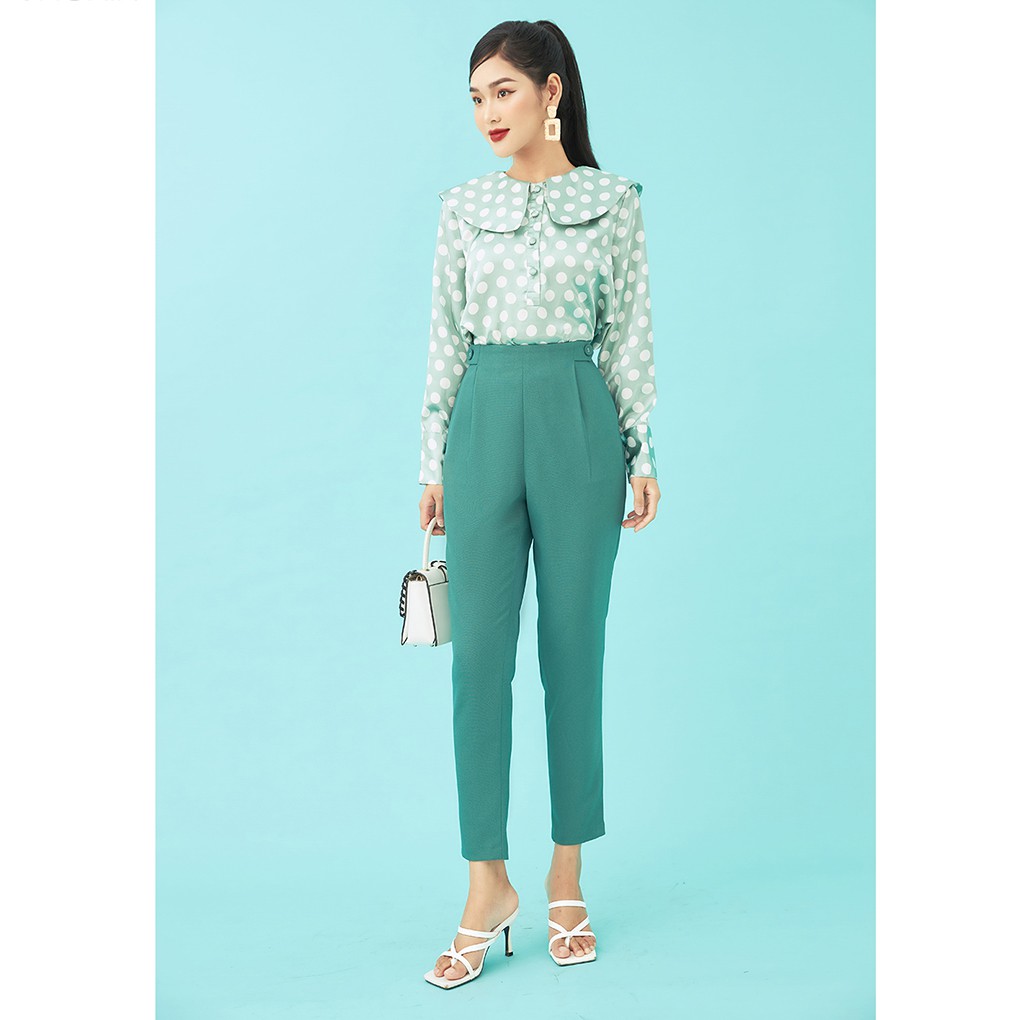Quần Baggy nữ 92WEAR 3 màu, 2 cúc trang trí QGA1489