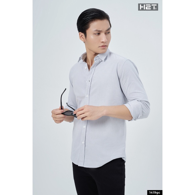 Áo Sơ Mi Nam Dài Tay H2T Kiểu Dáng Slim Fit, Chất liệu Modal Ít Nhăn, Bên Trong Cổ Áo Phối Viền Sọc Tinh Tế 1419