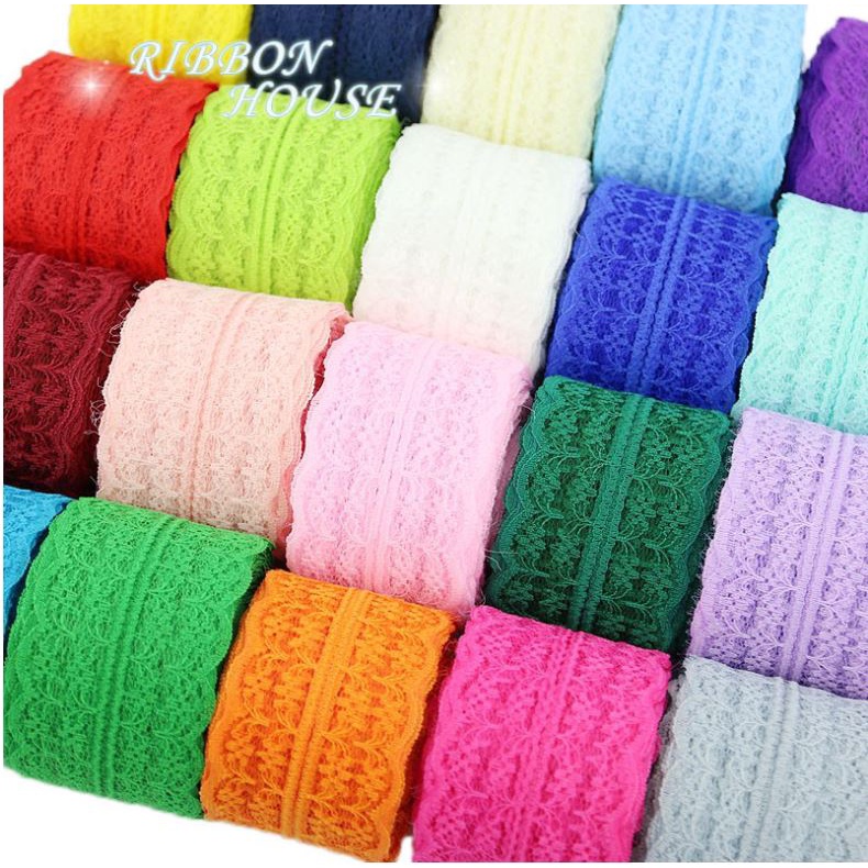⚡Sỉ tận gốc⚡Ren chỉ viền, ruy băng ren mỏng trang trí váy áo, phụ kiện may, làm đồ handmade DIY bản rộng 4cm