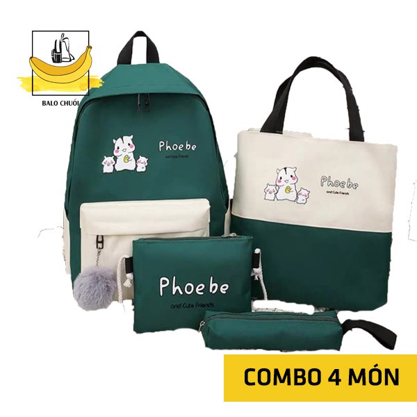 [COMBO 4 MÓN] Balo nữ đi học thời trang PHOEBE - 4 màu