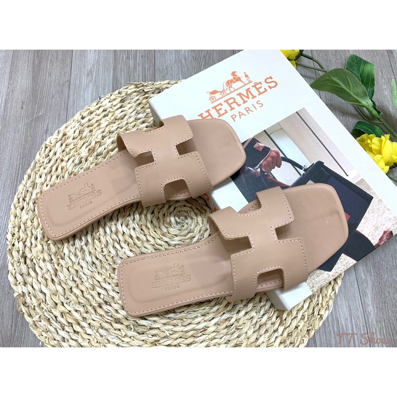 Dép xẹp chữ h si mờ TT Shoes933 mũi vuông sphoang05