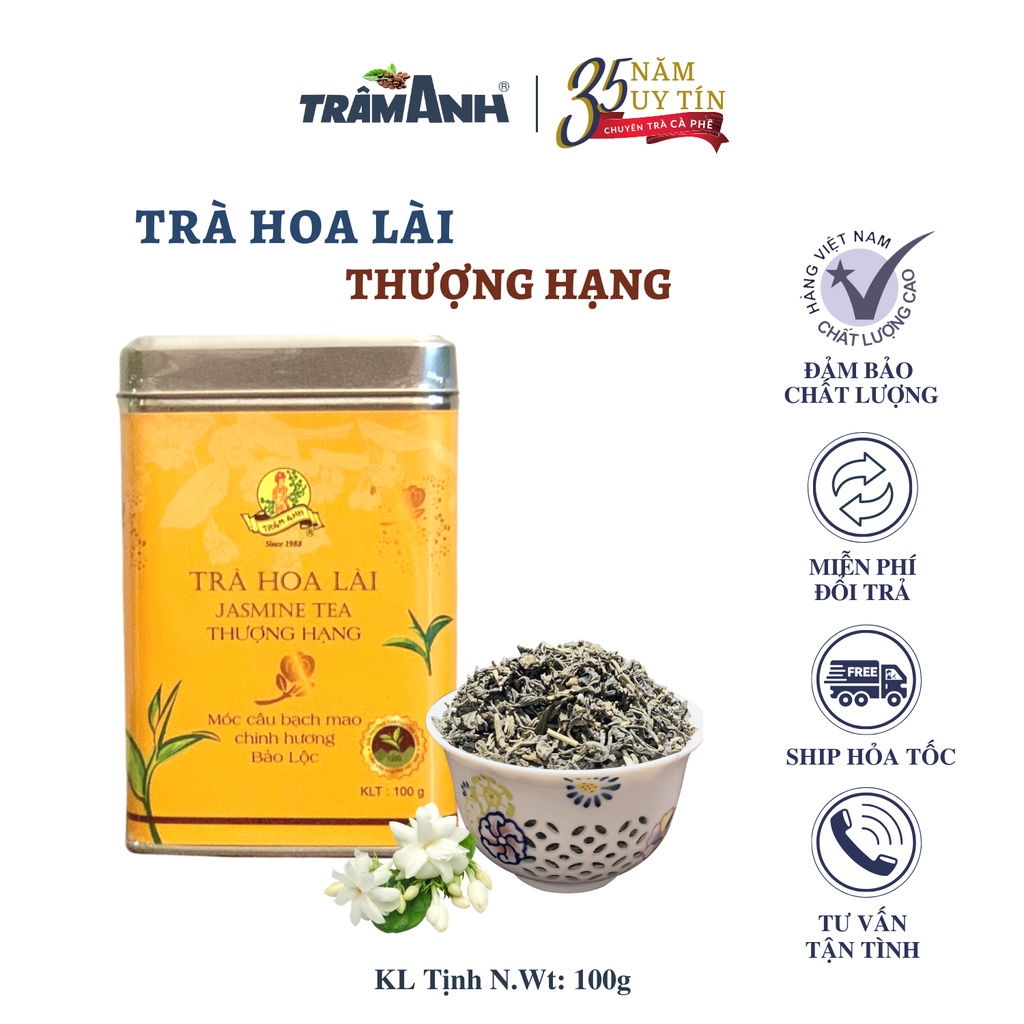 Trà Hoa Lài thượng hạng - TRÂM ANH - 100g/hộp thiếc