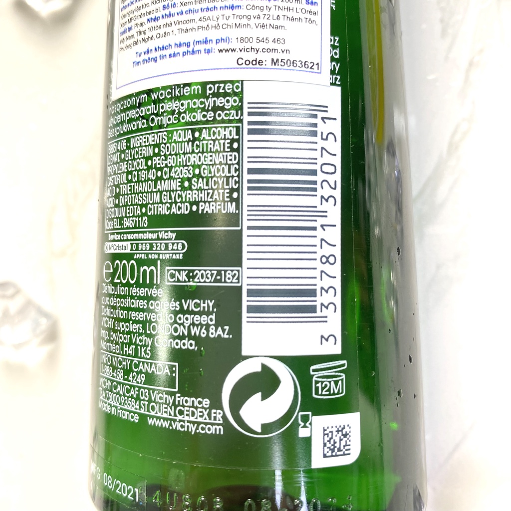 Nước Cân Bằng Giúp Da Thông Thoáng Vichy, Giảm Bóng Dầu Và Làm Se Khít Lỗ Chân Lông Dành Cho Da Dầu, Mụn