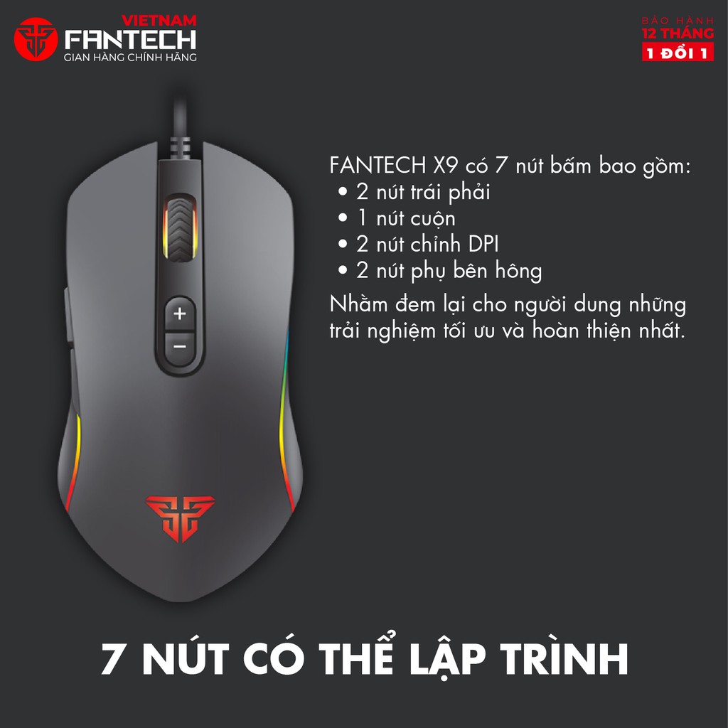 Combo Gaming FANTECH Tiêu Chuẩn Chuột X9 THOR + Lót Chuột MP25/MP292 -  Hàng Phân Phối Chính Hãng