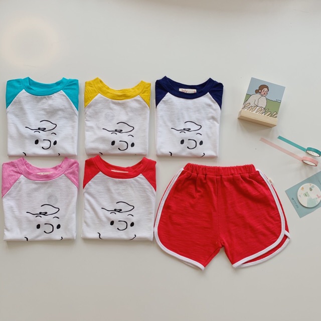 Bộ cotton xước tay chéo xuất Hàn cho bé trai/gái