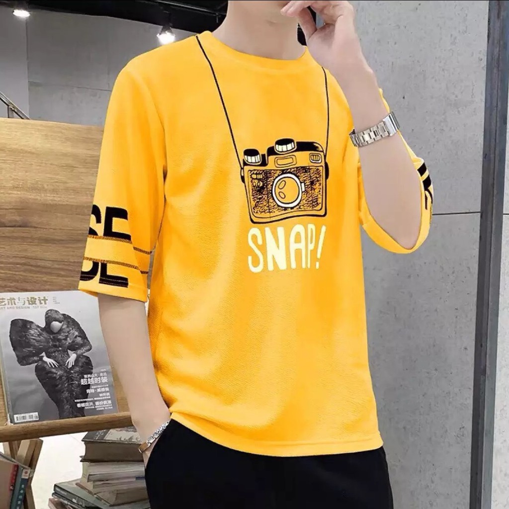 Áo Thun Nam Tay Lỡ From Rộng Cổ Tròn Màu Vàng, Áo Phông Tay Lỡ Unisex Muradfashion mẫu mới hot trend 2021 MS02