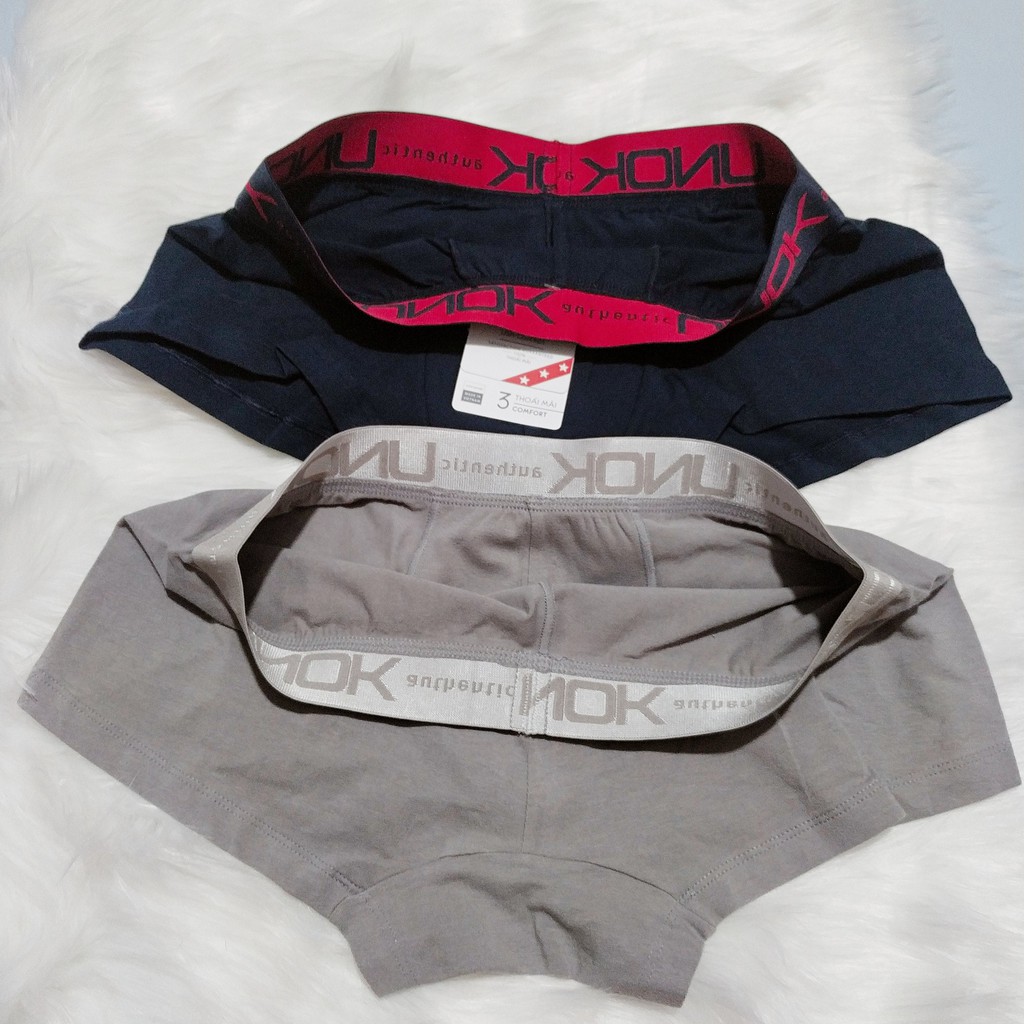 Quần lót nam boxer đùi cao cấp cotton Unok chính hãng lưng to bền đẹp, thoáng mát, thấm hút mồ hôi, co giãn thoải mái