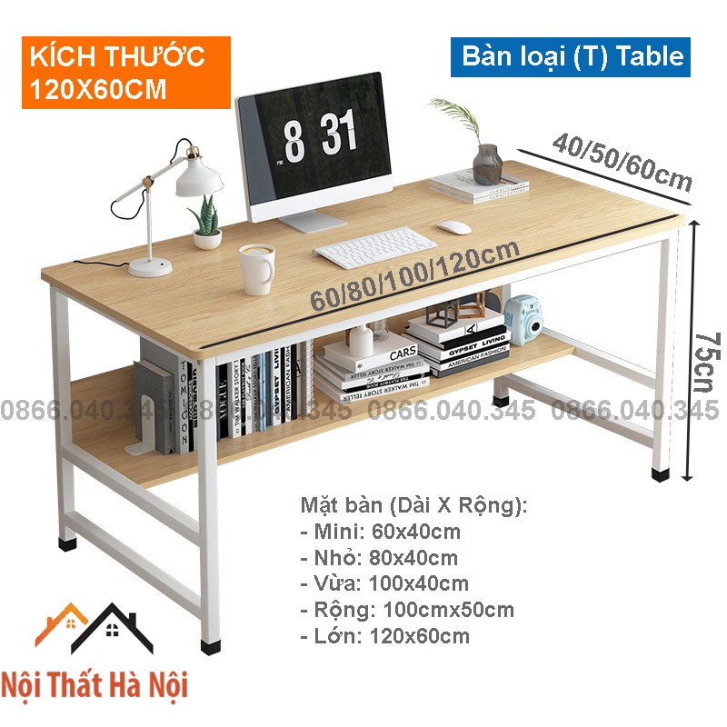 Bàn làm việc KT 120x60cm Bàn học tập, tháo lắp dễ dàng chân sắt sơn tĩnh điện chắc chắn lắp ráp dễ dàng