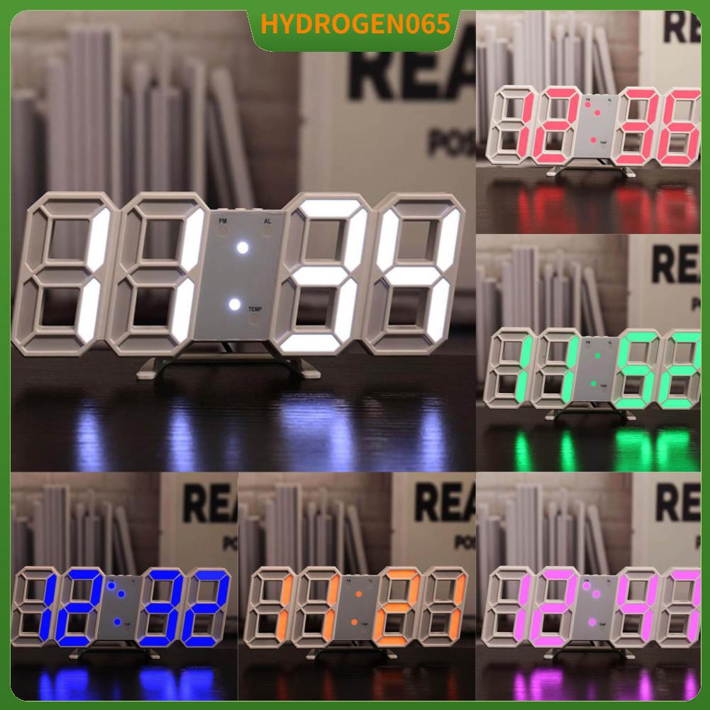 Đèn LED để bàn kỹ thuật số Đồng hồ báo thức Im lặng treo tường 3D Máy tính cho phòng khách Phòng ngủ Hydrogen065
