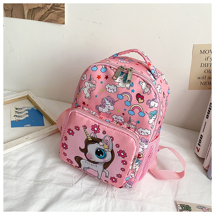 Balo mẫu giáo cho bé gái cặp sách trẻ em hình ngựa lân ngựa cầu vồng siêu cute E1028