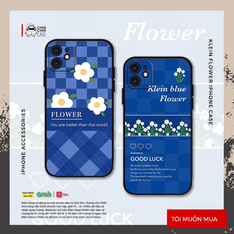 Vỏ ốp iPhone Silicon viền vuông Klein Flower cho iPhone 6/6pl/6s/6spl/7/7pl/8/8pl/x/xs/11/12/13/pro/max - Chinchincase