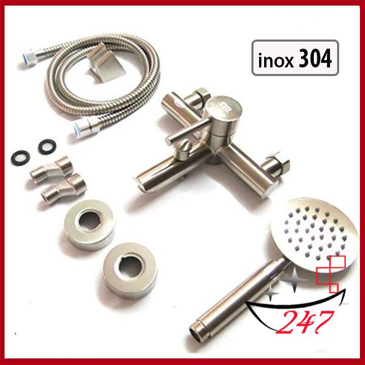 Bộ sen tắm nóng lạnh ♥️ Free ship ♥️  Bộ vòi sen nóng lạnh Inox 304 cao cấp đầy đủ phụ kiện- Bảo hành 12 tháng