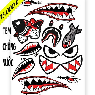 Tem Cá Mập Dán Xe Máy Mũ Bảo Hiểm - Chống Thấm Nước