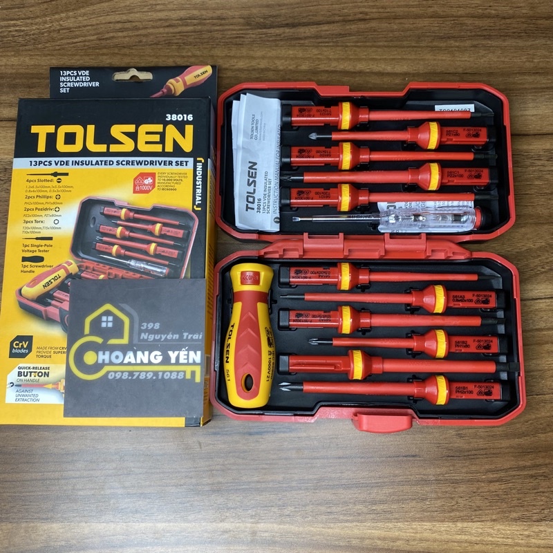 Bộ tovit điện Tolsen 38016 gồm 13 chi tiết, Tua vít sửa chữa điện -Chính hãng ảnh chụp tại cửa hàng