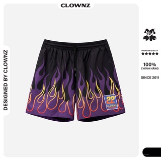 Quần short local brand unisex Clownz Racing Flames form rộng