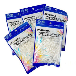  Combo 5 bịch tăm chỉ nha khoa cai cấp okamura bịch 90 cây 