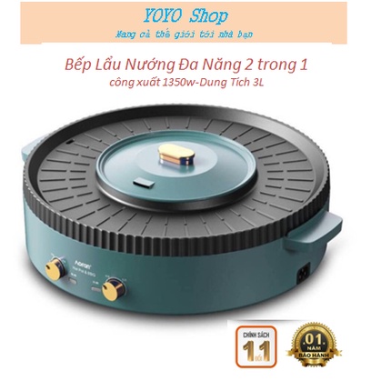 Bếp lẩu nướng đa năng  - 2 trong 1 có 2 mâm nhiệt