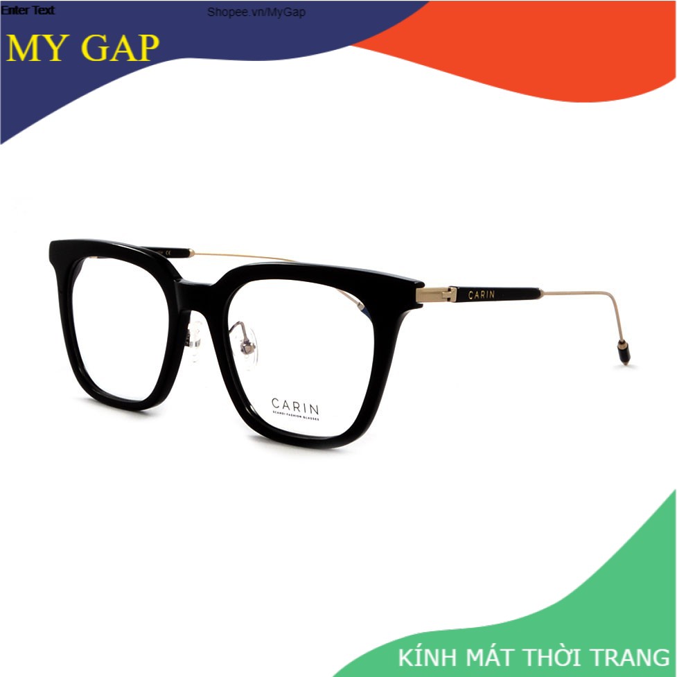 Gọng kính cận vuông kim loại nam nữ CARIN , mắt gọng vuông màu sắc thời trang 9028