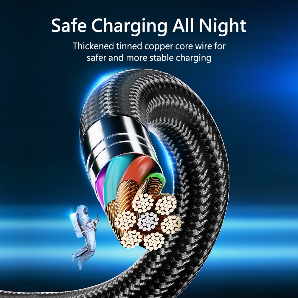 Dây Cáp Sạc Nhanh 6A 100W USB Type-C Có Đèn LED Cho Xiaomi Huawei