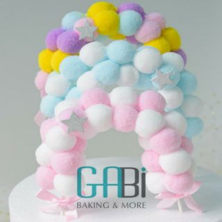 Topper cổng bông trang trí bánh