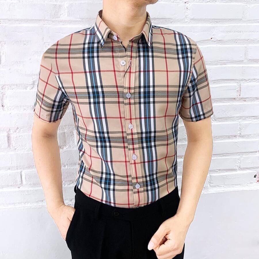 Áo sơ mi nam cao cấp hàn quốc đẹp ngắn tay F8888 Kẻ BBR0010