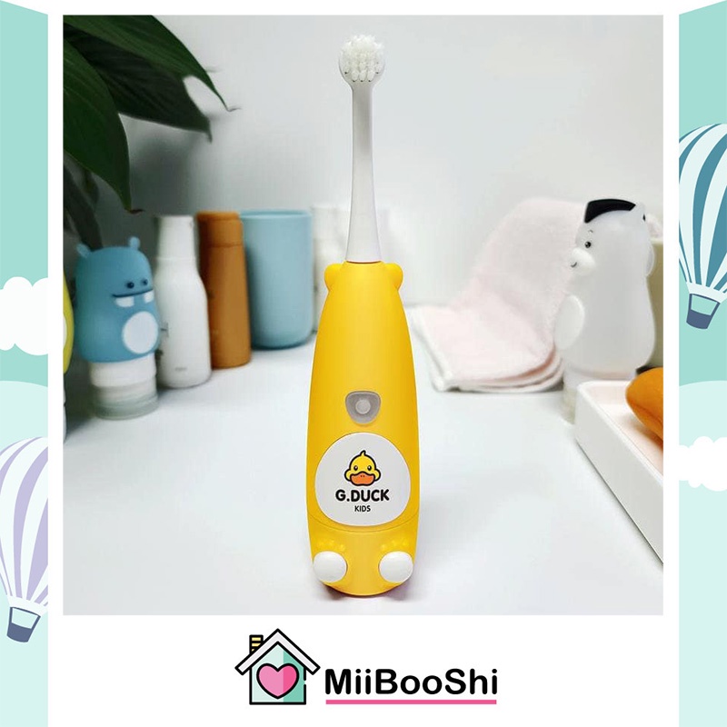 Bàn chải đánh răng tự động cho bé 1tuổi 2tuổi lông nano 5d siêu mảnh mềm hãng G Duck tặng kèm đầu thay MiibooShi S151515