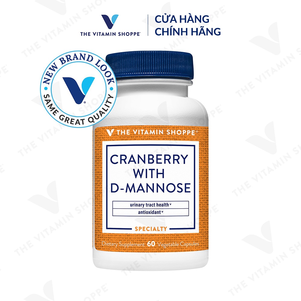 Viên uống hỗ trợ đường tiết niệu The Vitamin Shoppe Cranberry With D-Mannose 60 viên