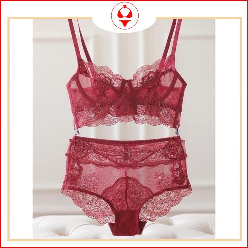 BỘ ĐỒ LÓT 🔥 FREESHIP 🔥 set đồ lót charm hoa hồng có gọng không mút đệm,ôm ngực nâng ngực cực đỉnh. | BigBuy360 - bigbuy360.vn
