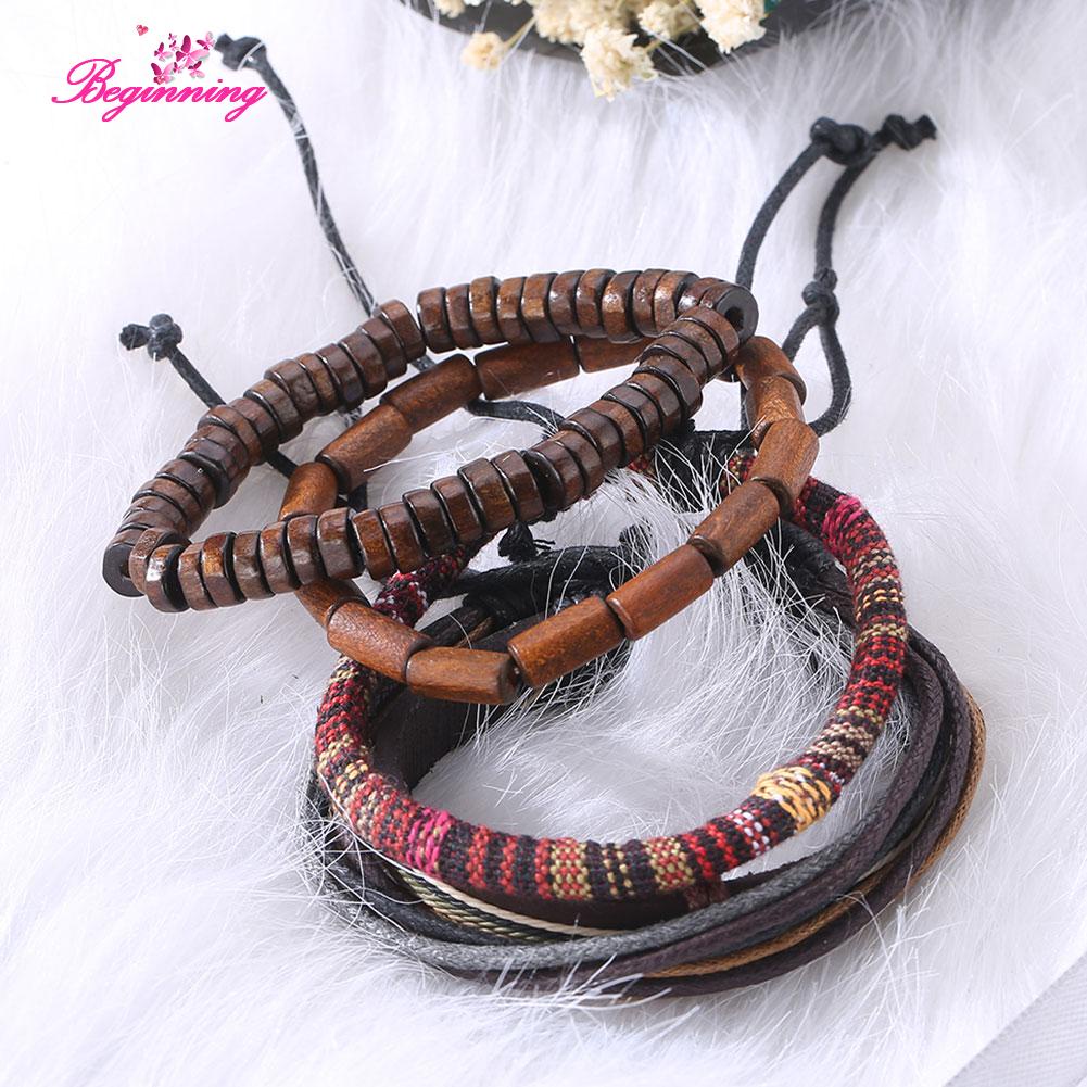 Vòng tay da bò nhiều lớp phong cách retro châu Âu cho nam