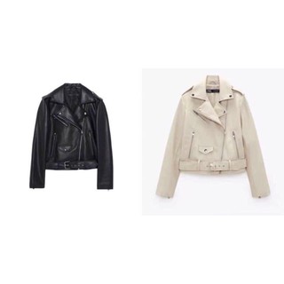 [Hàng sẵn]Áo da đai gấu có túi, cổ bẻ, có đai L2