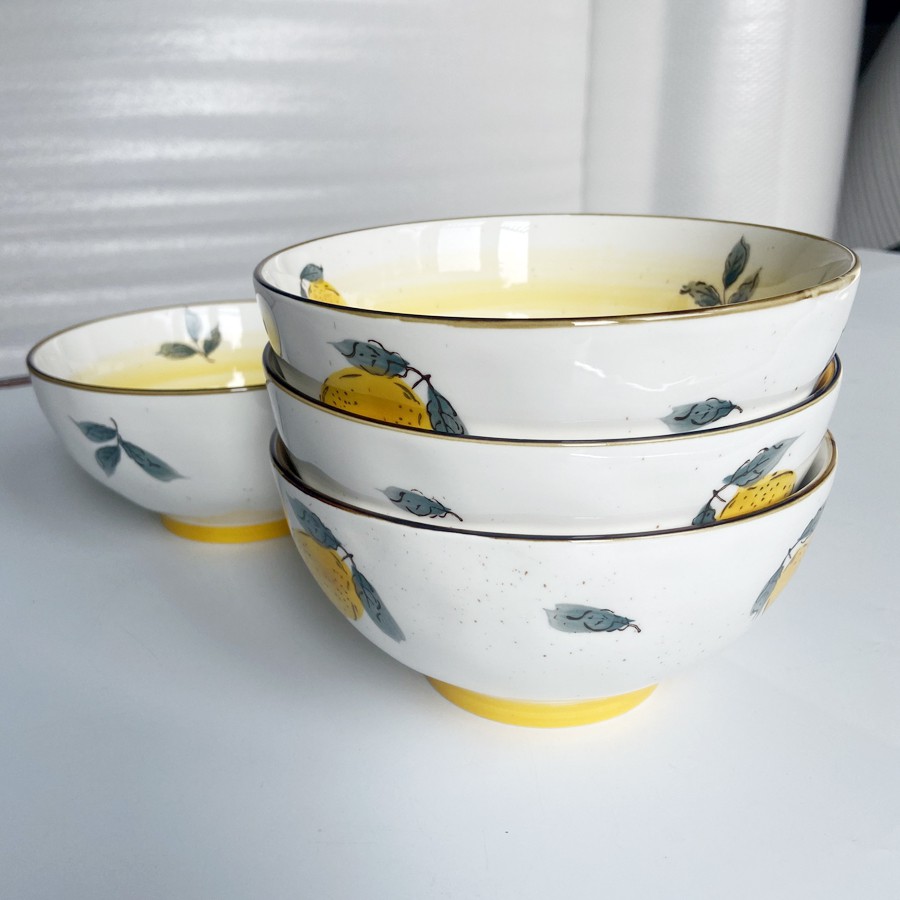 Tô sứ, bát tô ăn mì họa tiết chanh vàng vẽ tay 17.8cm cực xinh