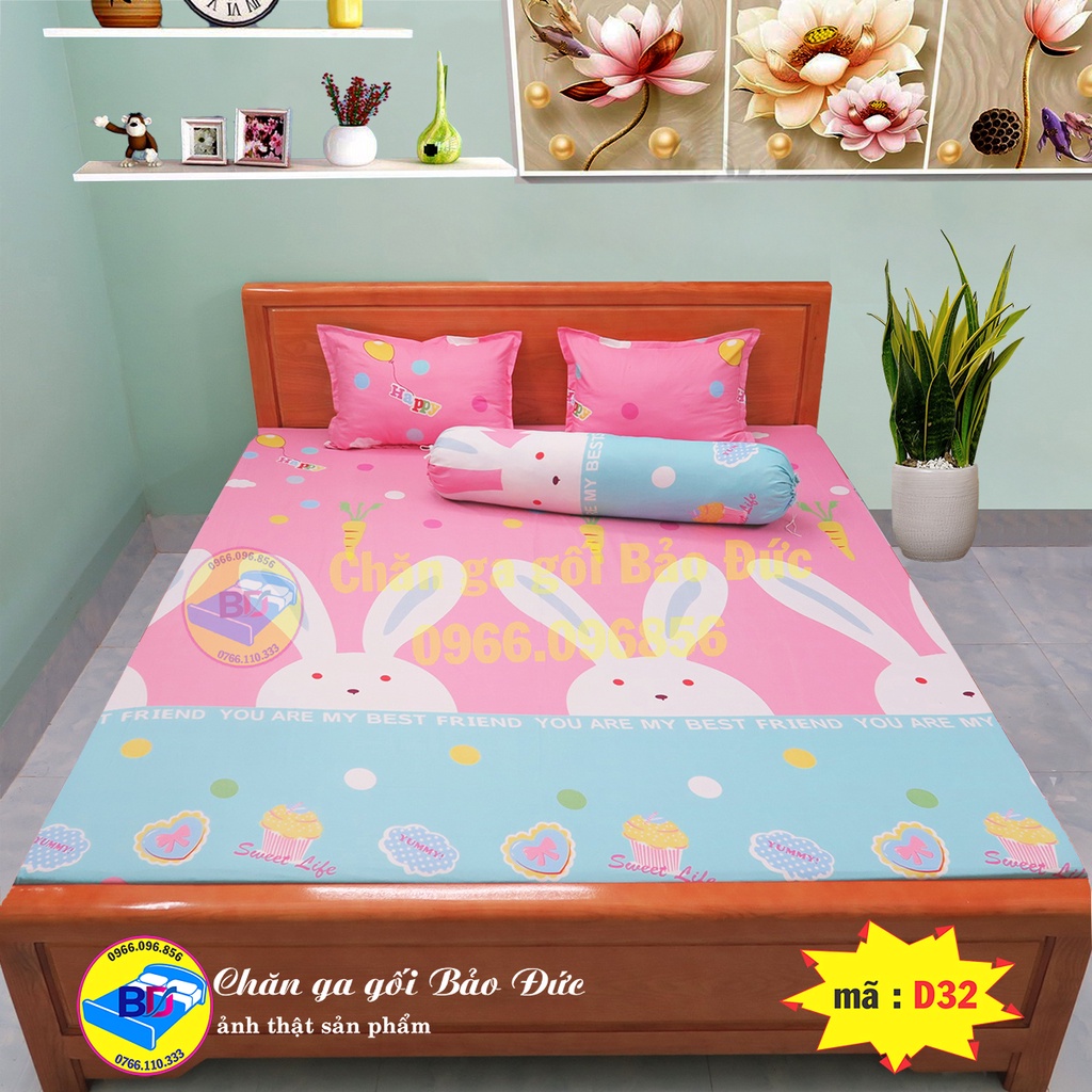 Bộ ga gối , ga giường cotton poly (set 4 món )