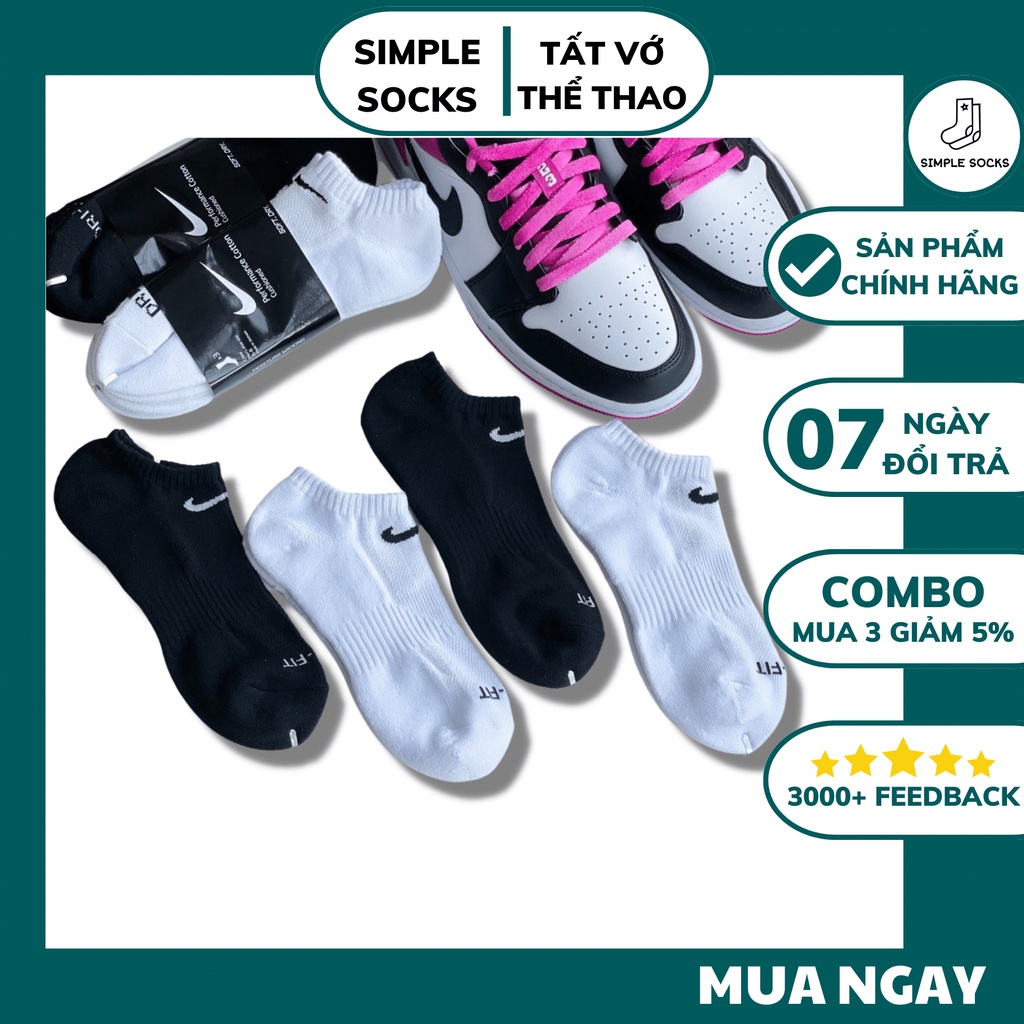 Vớ Nike Cổ Thấp 💖FREESHIP️💖Tất Nam Nữ Unisex Chính Hãng - Chất Dày Dặn Cao Cấp Chống Hôi Chân - Đen Trắng