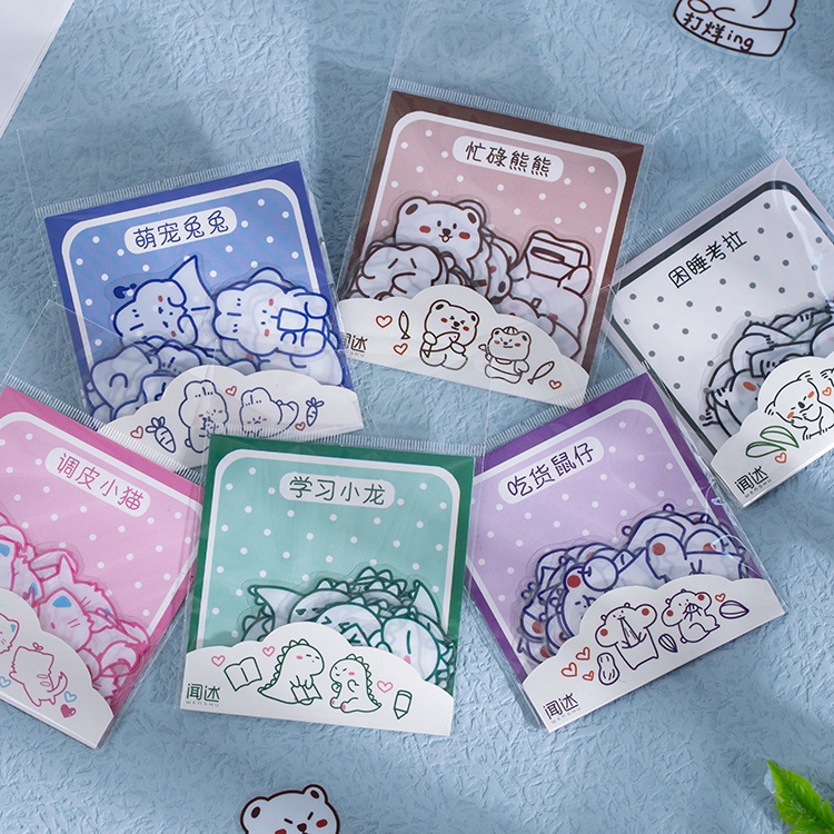 Set 6 tờ 40 miếng dán hình động vật dễ thương trang trí thủ công