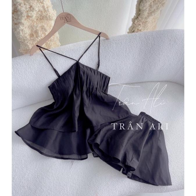 Set áo peplum cổ yếm + Quần short (có sẵn ) ASS