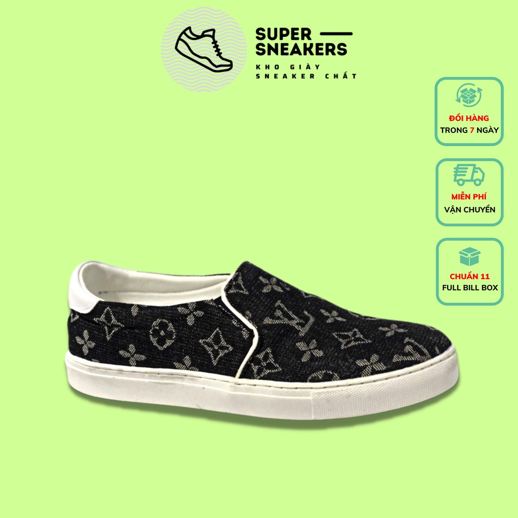 Giày Lười Nam 𝗟𝗘𝗩𝗜𝗦 Hàn Quốc Đẹp Chất Vải Jean Bò Cao Cấp - Giày Lười Slip On Nam 𝗟𝗘𝗩𝗜𝗦 Cao Cấp Full Box