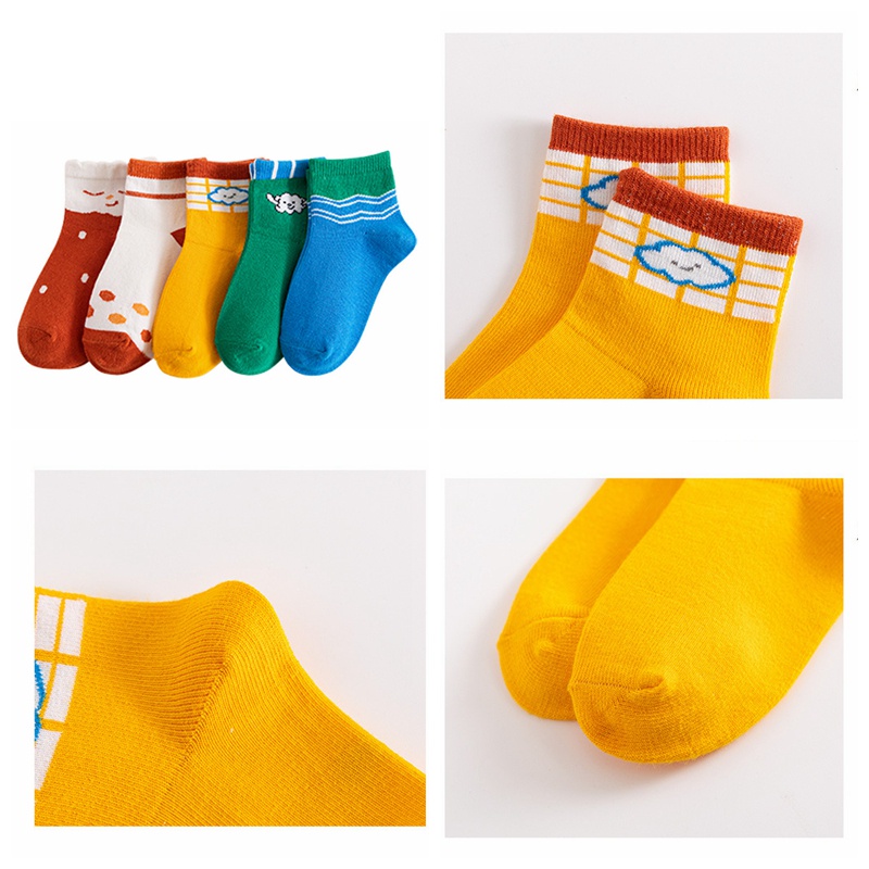 Set 5 Đôi Vớ Cotton Cho Bé Từ 1-12 Tuổi