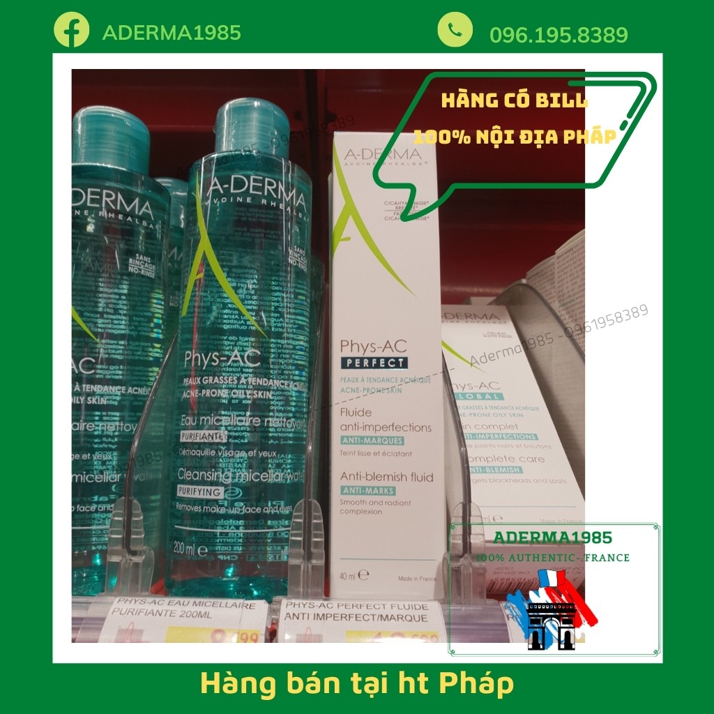 Tẩy trang A derma phys ac dành cho da nhạy cảm, tẩy trang aderma 400ml nội địa pháp_Sữa Paris Aderma