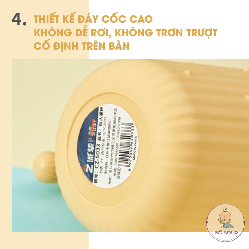 Cốc đánh răng cho bé hoạ tiết hình xương rồng dễ thương Shop Bố Soup