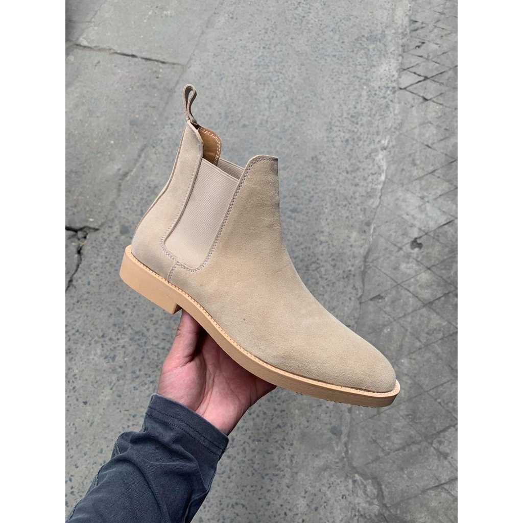 [ĐƯỢC KIỂM HÀNG] Giày Chelsea boots cao cổ thời trang nam chất liệu da lộn đế độn 3.5cm màu tan | BigBuy360 - bigbuy360.vn