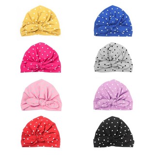 Mũ turban hoạ tiết chấm bi cho bé gái