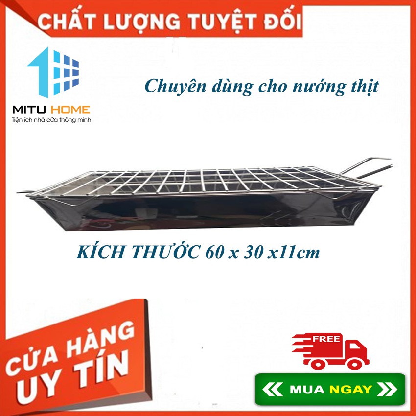 BẾP NƯỚNG THAN HOA - MITUHOME - TẶNG KÈM VỈ - KÍCH THƯỚC 60 x 30 x11cm - Chuyên dùng cho nướng thịt, quán bún chả