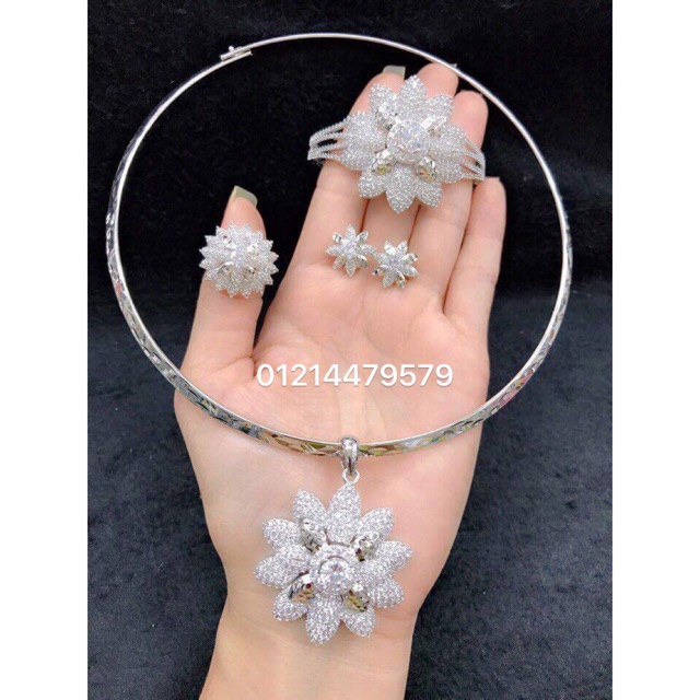Bộ trang sức xi bạch kim cao cấp P1 Phát Lộc