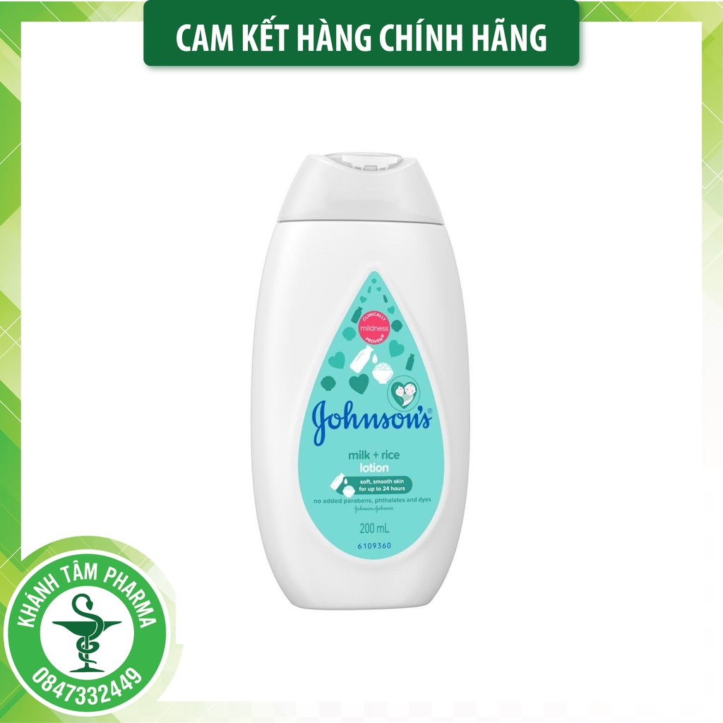 Sữa Dưỡng Thể Chiết Xuất Sữa Và Gạo Johnson's Milk And Rice Baby Lotion 200ml (Xanh)
