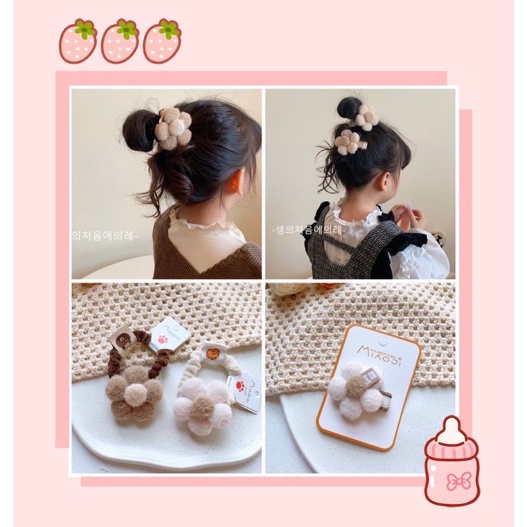 Cột kẹp hoa len Hàn quốc xinh xắn cho bé và bạn gái
