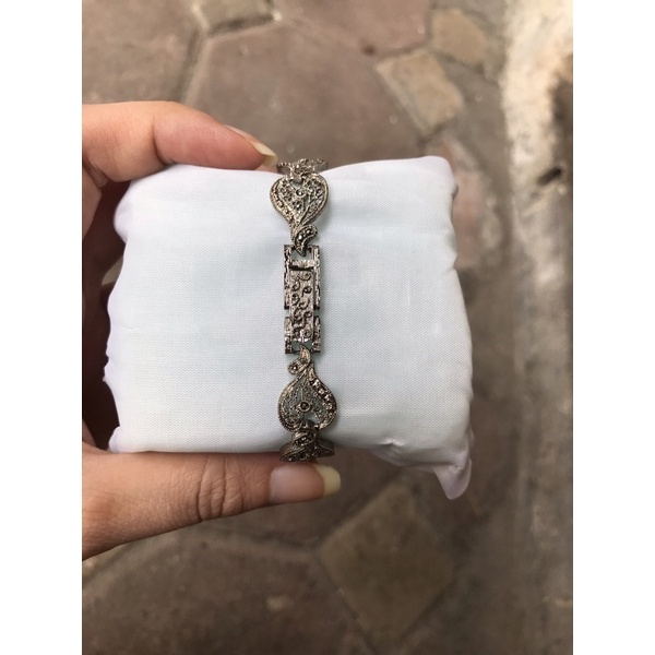 Đồng hồ nữ Lanue bạc thái gắn đá Marcasite hàng si nhật