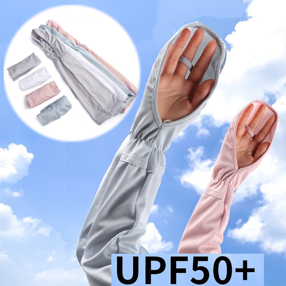 Cặp Găng Tay Dài Hở Ngón Chống Tia UV Tiện Dụng Ốp